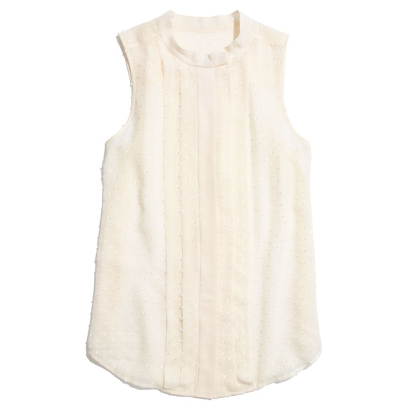Madewell Natural Silk Cream Pintuck Pleated Tank - Picture 2 of 6